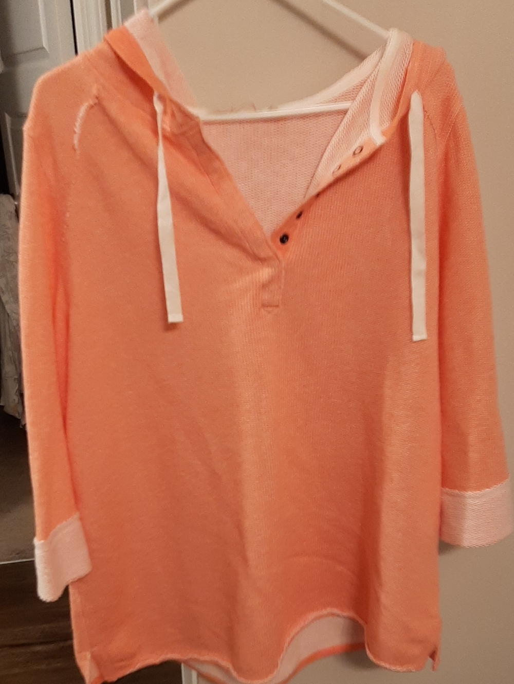 Soft Surroundings 1x Coral Lightweight Pullover Hoodie, Soft